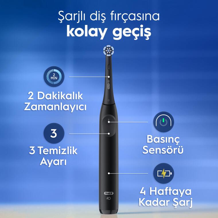 Oral-B iO2 Şarjlı/Elektrikli Diş Fırçası, 2'li Set, Siyah & Orman Yeşili, 2 Fırça Başlığı, Seyahat Kabı