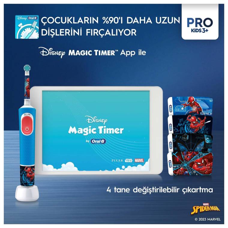 Oral-B Vitality Pro Spiderman Özel Seri Çocuklar İçin Şarj Edilebilir Diş Fırçası